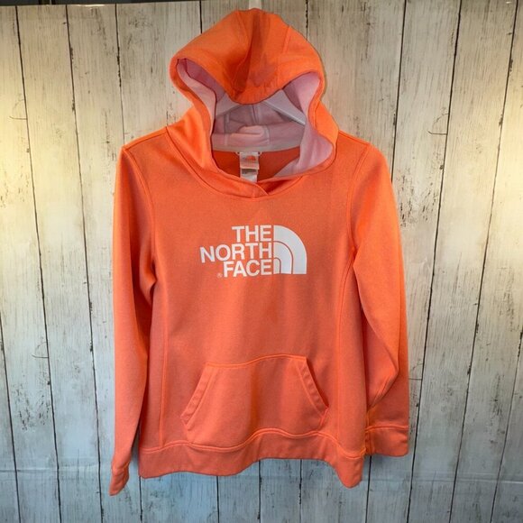 THE NORTH FACE Women's Size M Fleece Lined Hooded Hoodie Sweatshirt Orange - Picture 1 of 5